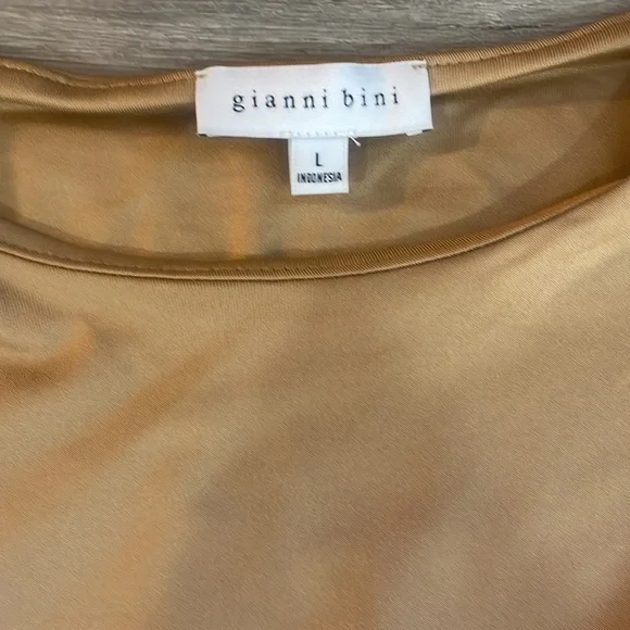 Gianni Bini Short Sleeve, Crew Neck, tan,brown, Bodysuit,Top,Large - Picture 8 of 12